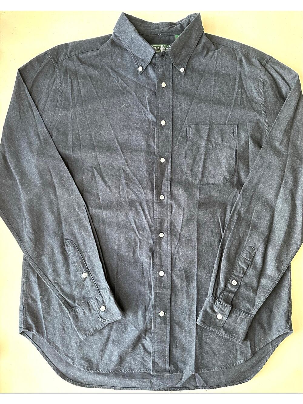 Gitman Bros Vintage Flannel Shirt Mens XL Charcoal Grey Button Down Made In USA